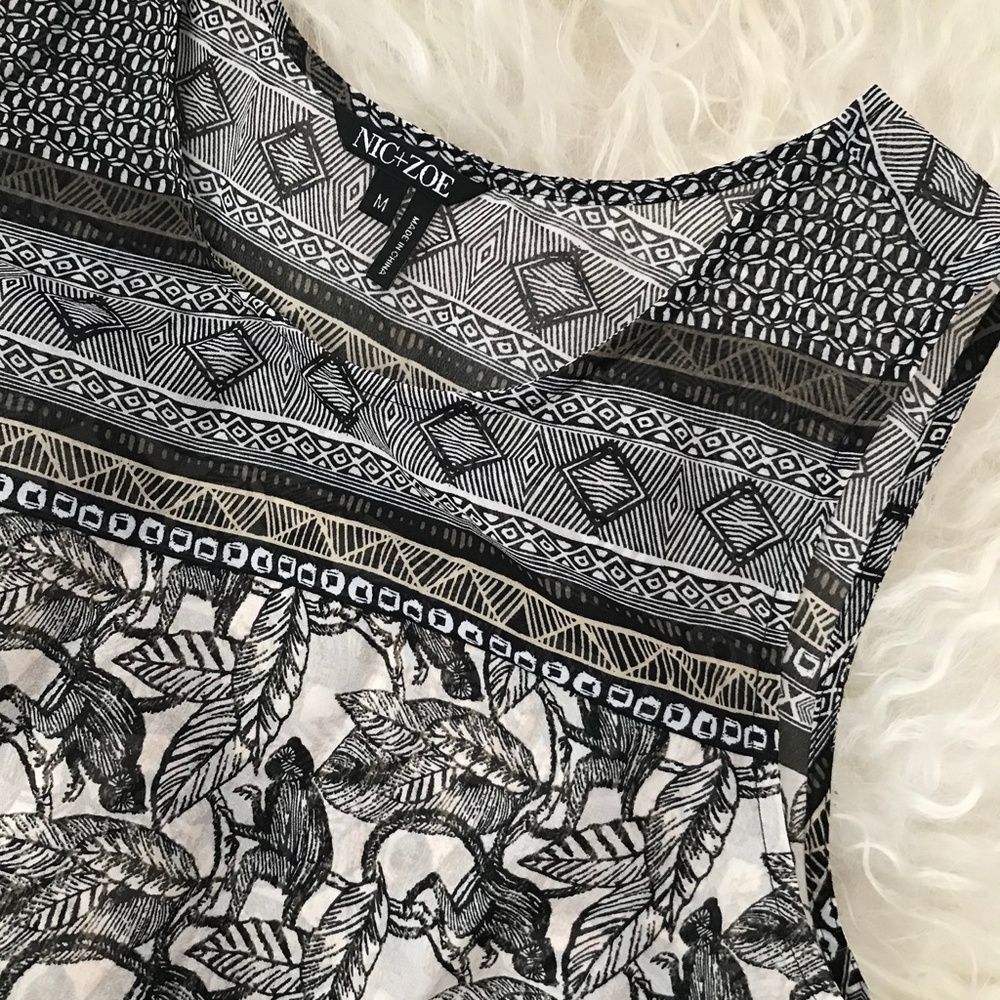 NIC + ZOE Mirrored Monkeys Chiffon Printed Blouse - Picture 6 of 8